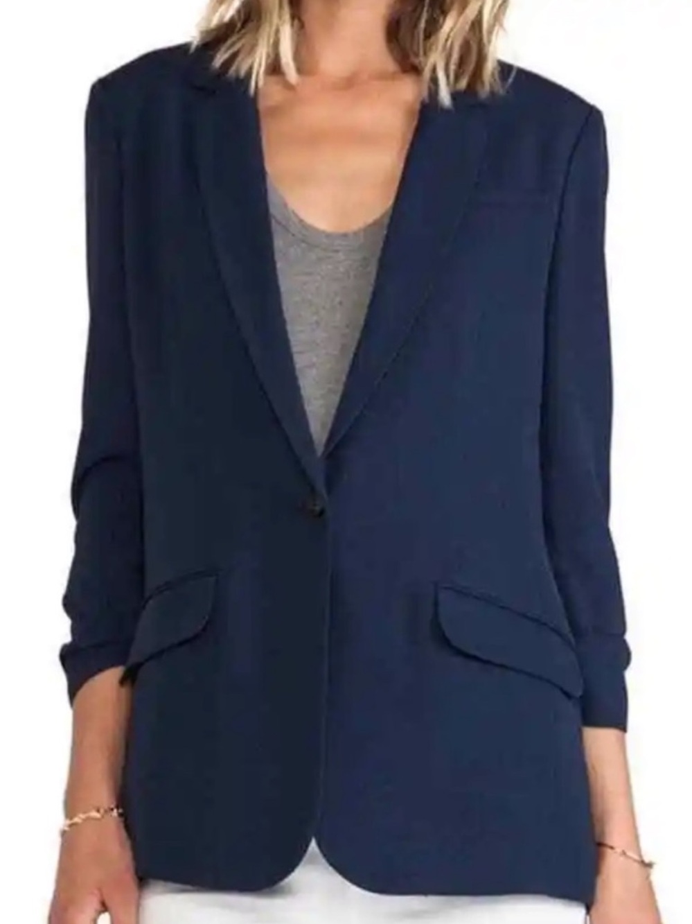 Elizabeth and James Women's Single-Button Blazer Jacket Navy